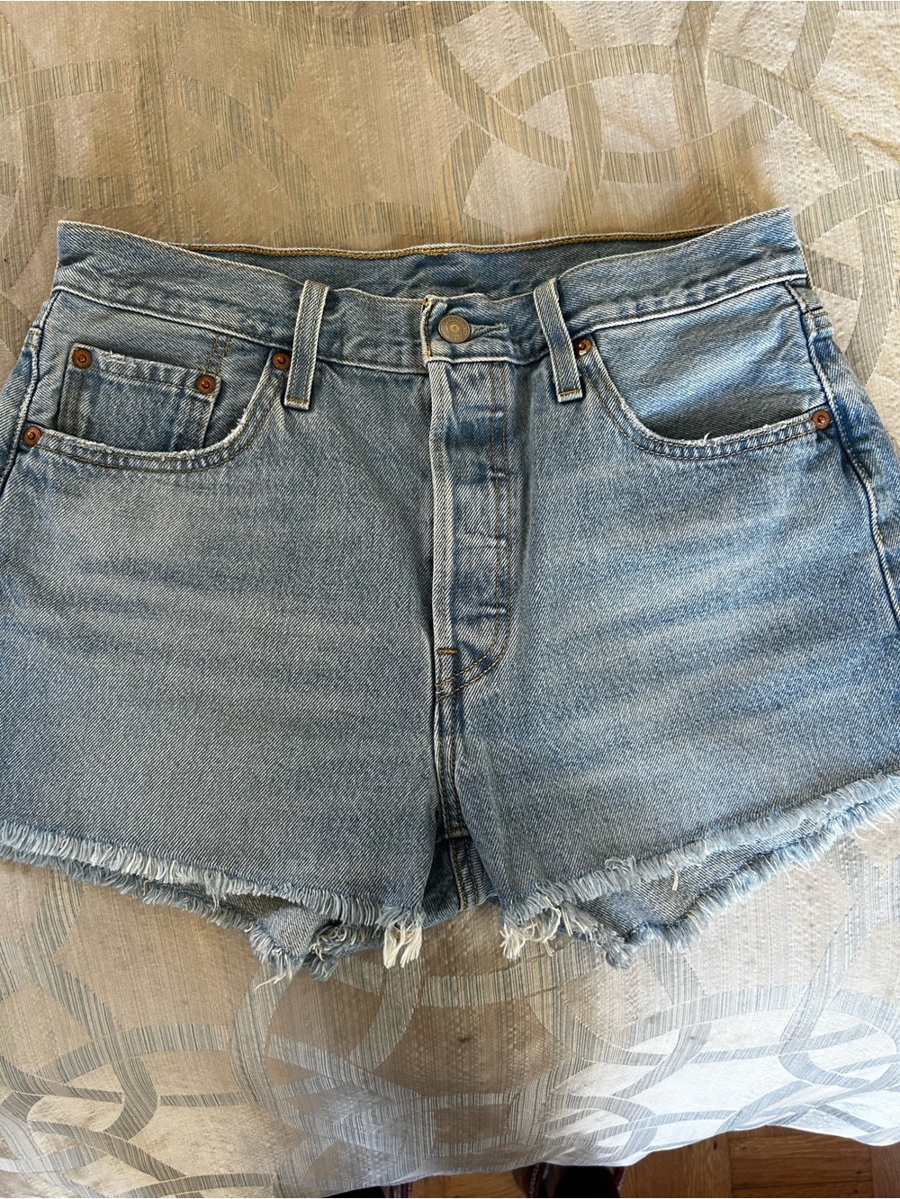 Levi's Women’s Light Blue Denim Cutoff Shorts - Frayed Hem